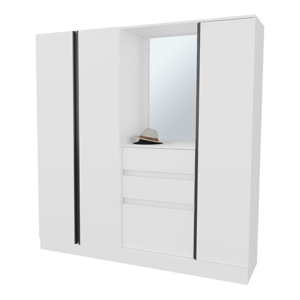English Elm White Wardrobe Organizer With Full-Length Mirror & Ample Storage For A Stylish Bedroom Upgrade B062S01142-GIGA