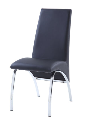 English Elm Pervis Modern Black Synthetic Leather Side Chairs Set of 2 – Padded High-Back Armless Dining Seats, Chrome Legs, 220lb Capacity B2726P345246