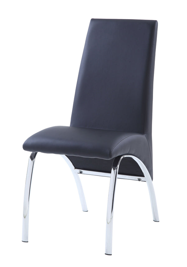 English Elm Pervis Modern Black Synthetic Leather Side Chairs Set of 2 – Padded High-Back Armless Dining Seats, Chrome Legs, 220lb Capacity B2726P345246