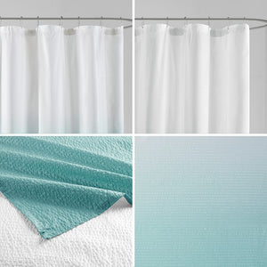 English Elm Ombre Seersucker Shower Curtain Aqua 72x72 – Lightweight Embossed Texture, Machine Washable Elegance B035P268152