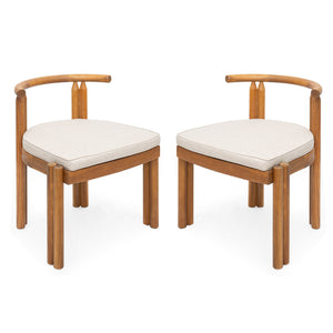 English Elm Christopher Knight Home® - Cove Acacia Wood Armless Dining Chairs Set Of 2 – Stylish Teak Finish & Comfortable Beige Cushions N775P329651T
