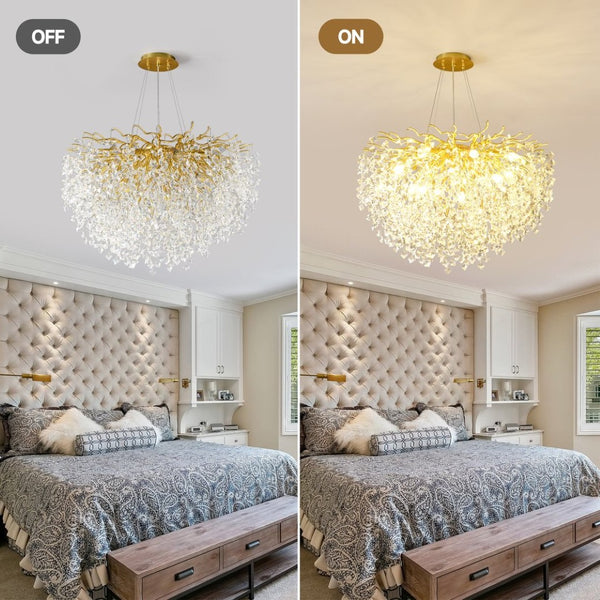 English Elm Modern Crystal Branch Chandelier Gold Aluminum Adjustable Arms Dining Room Glam W5008P391090