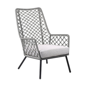 English Elm Marco Rope Weave Steel Lounge Chair Handcrafted for Outdoor Patio or Living Room B2736P464888