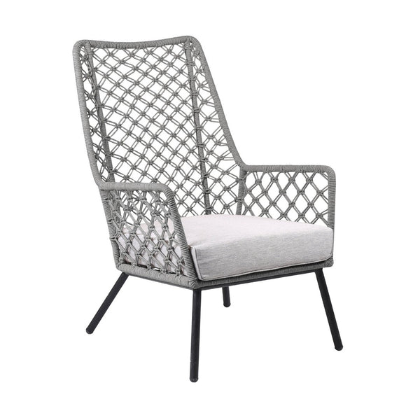 English Elm Marco Rope Weave Steel Lounge Chair Handcrafted for Outdoor Patio or Living Room B2736P464888