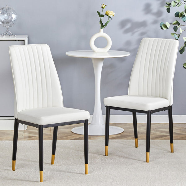 English Elm Modern High Back Pu Leather Dining Chairs with Chrome Legs for Kitchen Nook W3493P421598