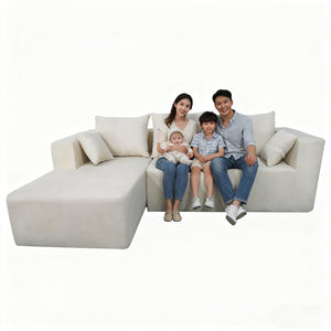 English Elm Combination Linen Sectional Sofa Bed Modular Left Corner Design for Living Rooms W3064S00003