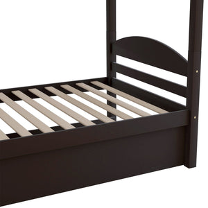 English Elm Twin L-shaped Mission Bunk with Trundle Sleeps Five Solid Pine Kids Room Bed LT000024AAP-1