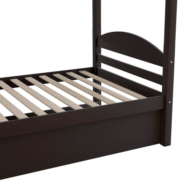 English Elm Twin L-shaped Mission Bunk with Trundle Sleeps Five Solid Pine Kids Room Bed LT000024AAP