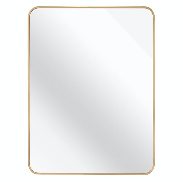 English Elm 30x40 Inch Metal Framed Rectangular Bathroom Mirror 4mm HD Glass Shatterproof Film Modern Design Gold W2203P303034