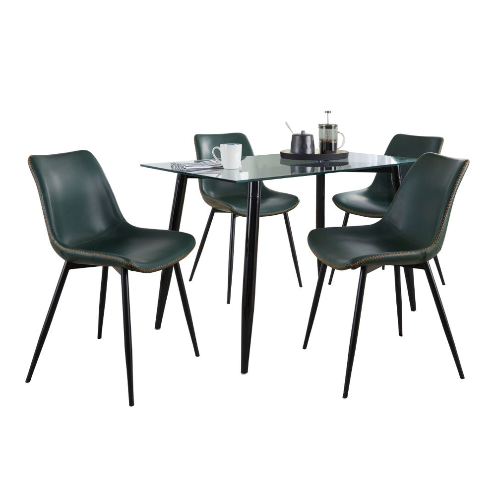 English Elm Claracontemporary 5 Piece Glass Top Dining Set with Retro Faux Leather Chairs B202S01419