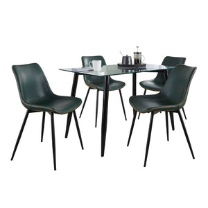 English Elm Claracontemporary 5 Piece Glass Top Dining Set with Retro Faux Leather Chairs B202S01419