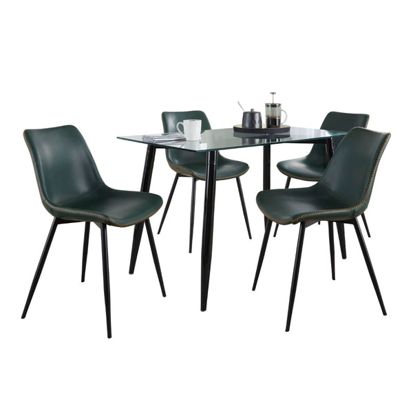 English Elm Claracontemporary 5 Piece Glass Top Dining Set with Retro Faux Leather Chairs B202S01419