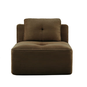 English Elm Armless Modular Sofa Seat Corduroy Upholstered Deep Cushion Living Room Lounge Chair Brown W714P364708