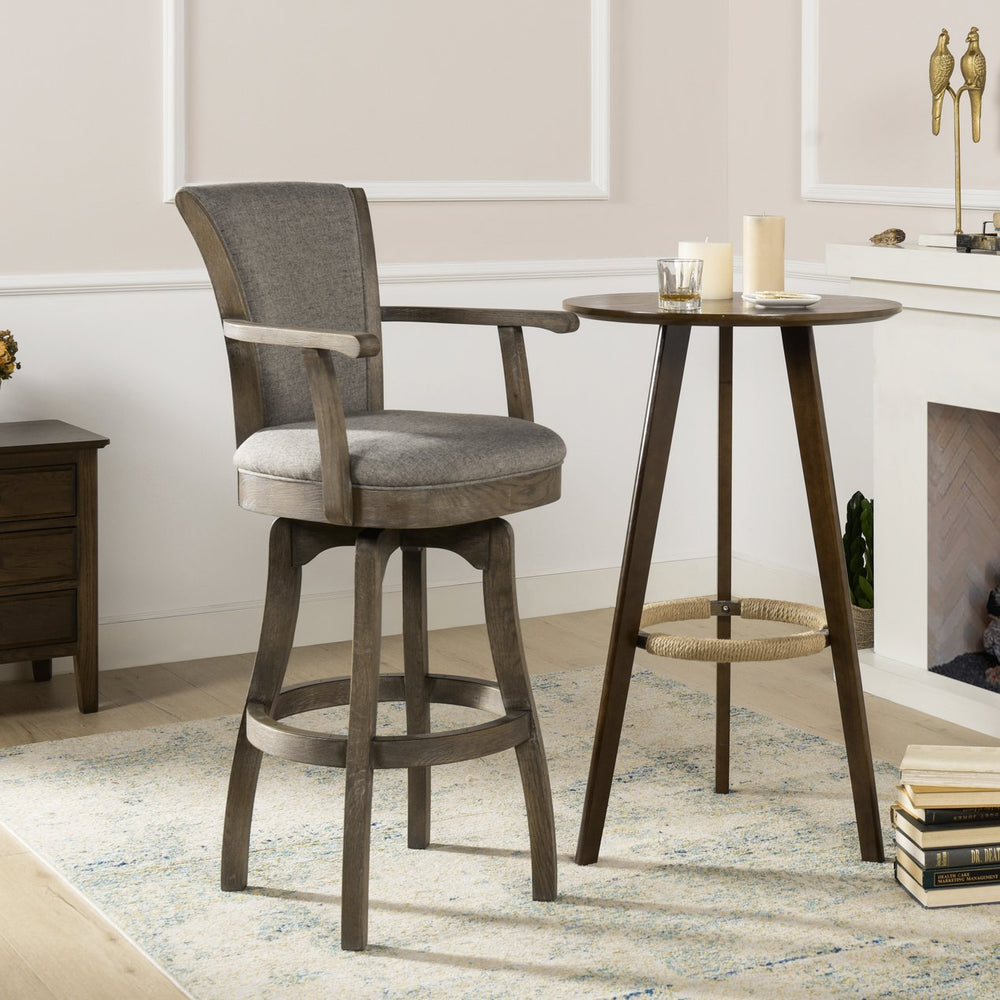English Elm Jennifer Taylor Home - Williams 31" Stylish Swivel Bar Stool With Armrests In Heathered Grey Linen For Home Bars & Kitchens B2719P238366