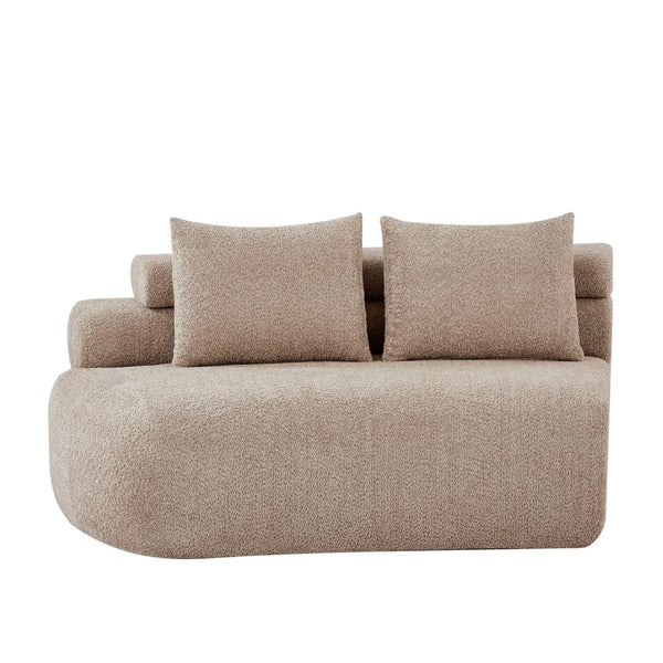 English Elm 122" Curved Modular Sectional Sofa Cloud Fill Polyester Upholstered Living Room Seating Almond N771P396326V_N771P396327V