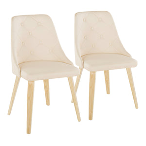 English Elm Giovanni Mid-Century Modern Accent Chairs Set Of 2 – Cream Faux Leather & Durable Bent Wood Legs B202S01248