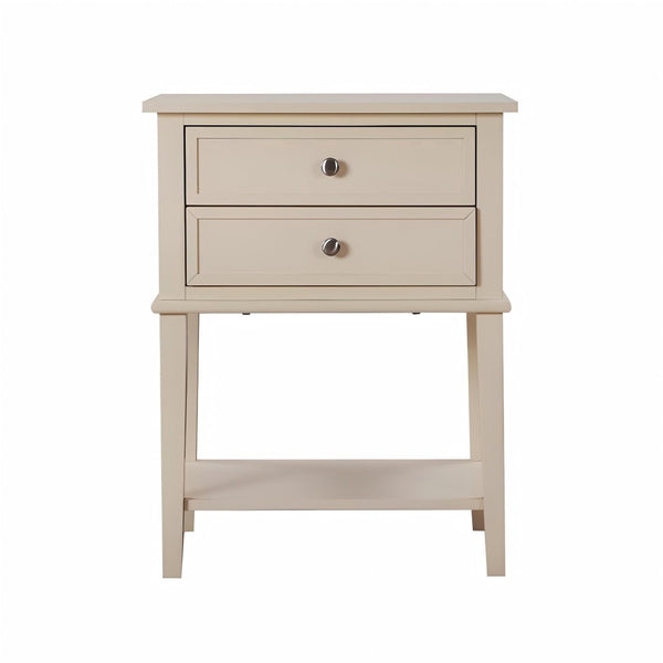 English Elm Stylish Beige Nightstand - Modern Open-Shelf Design, Compact & Functional For Any Bedroom Decor B078112100-GIGA