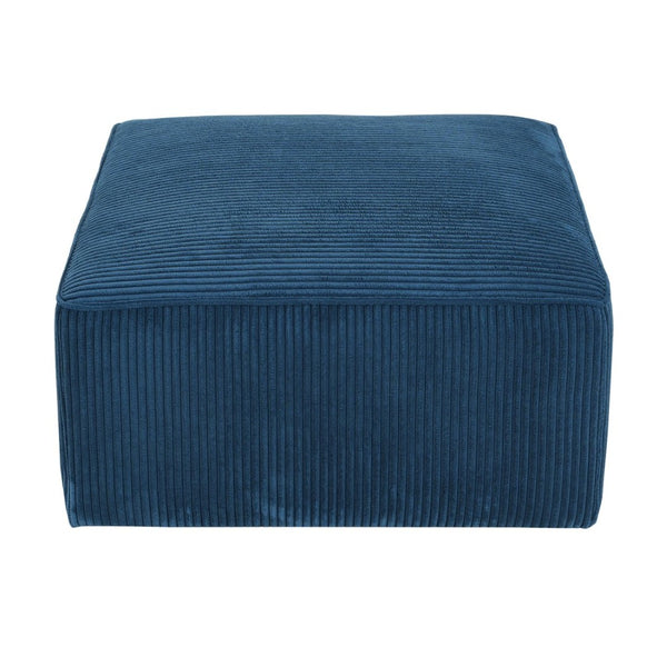 English Elm Upholstered Corduroy Square Ottoman Plywood Frame Sectional Footrest for Living Room Navy Blue N757P414087L