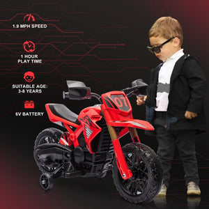 English Elm Qaba Kids Electric Dirt Bike 6v Battery Powered Ride on with Training Wheels Ages 3 to 8 Red W2225P249808