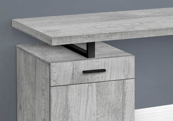 English Elm Computer Desk With Configurable Storage, Modern Grey Laminate & Black Metal, Ideal For Home Office B2710P219937