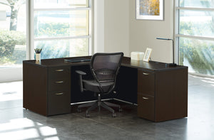 OSP Home Furnishings Napa Executive L Shaped Workstation with Locking Drawers and Integrated Wire Management Espresso NAPESP-TYP9