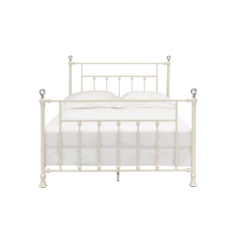 English Elm Comet Metal Full Bed with Elegant Spindle Headboard and Footboard, Sturdy Frame, Box Spring Ready White 63 L x 51 W x 5 H B2726P265253
