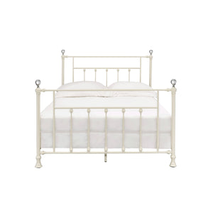 English Elm Comet Metal Full Bed with Elegant Spindle Headboard and Footboard, Sturdy Frame, Box Spring Ready White 63 L x 51 W x 5 H B2726P265253