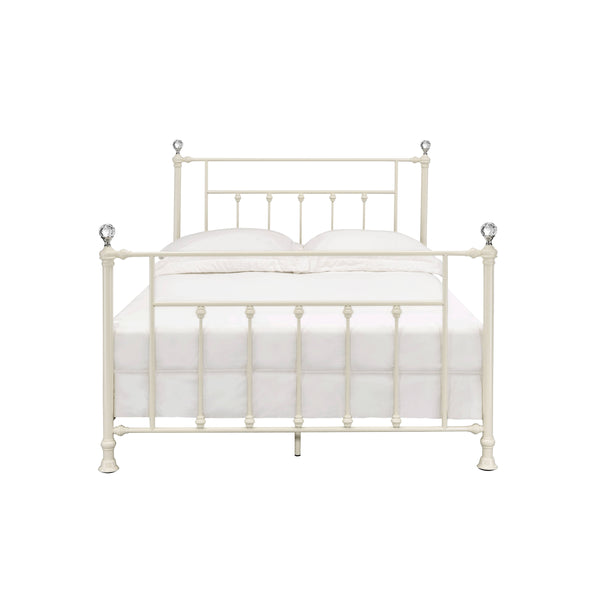 English Elm Comet Metal Full Bed with Elegant Spindle Headboard and Footboard, Sturdy Frame, Box Spring Ready White 63 L x 51 W x 5 H B2726P265253