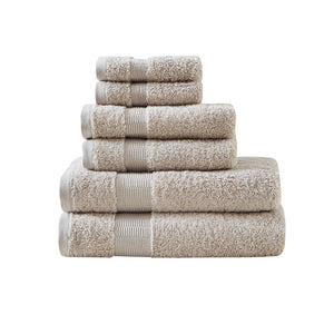 JLA Home Madison Park Signature - 100% Egyptian Cotton Luxe 6-Piece Towel Set — 650 GSM Spa-Soft, Highly Absorbent, OEKO-TEX Gold Certified Sand MPS73-426