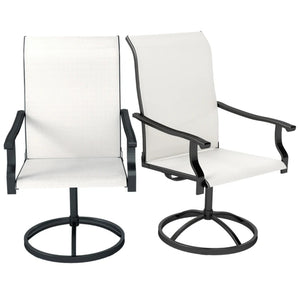English Elm High Back Swivel Outdoor Patio Chairs with Breathable Mesh and Powder Coated Steel Frame Black,Cream T3971P444504