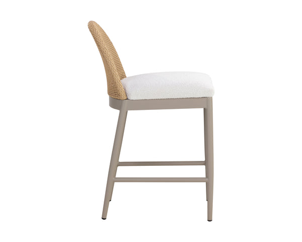 Sunpan Calandri Counter Stool - Stylish Outdoor Seating with Comfort, Durable Fabric & Chic Wicker Design Natural / Louis Cream