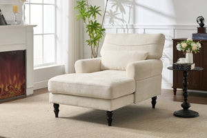 English Elm Modern Chaise Lounge with Plush High-Resilience Cushion and Solid Wood Frame for Durable Comfort White W2120P296384