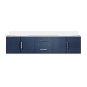 English Elm Navy Double Bath Vanity 80" W x 22" D with White Quartz Top, Solid Wood, Soft-Close Storage, Scratch-Resistant B2731P258729