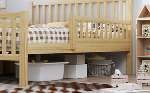 English Elm Twin Pine Platform Bed with Guardrails and Under Storage Drawers for Small Rooms N733P172700M