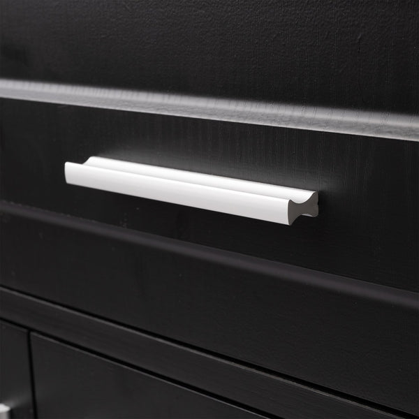 English Elm 63" Fluted Sideboard Buffet Cabinet with Coffee Bar Storage, 4 Doors 3 Drawers, Smooth Silent Slides Black W2917P319112