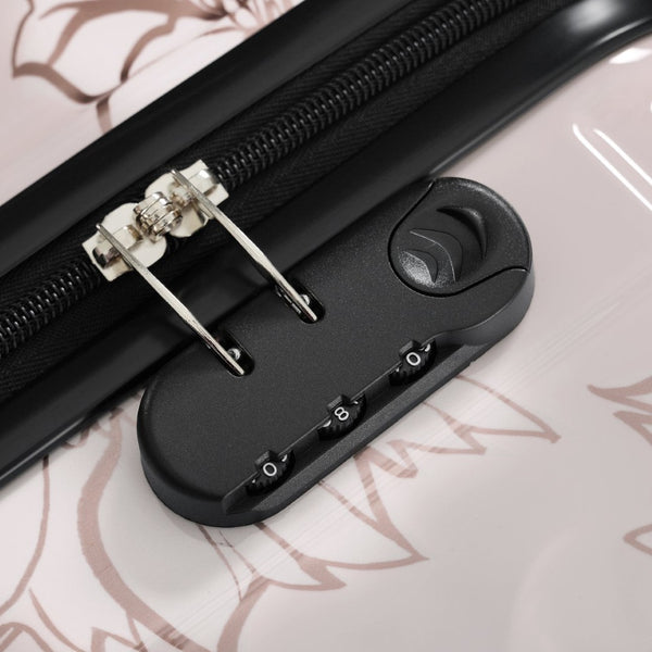 English Elm 6 Piece Hardshell Abs Travel Set with Spinner Wheels Combination Lock and Toiletry Bag Pink Flower N732P391160U