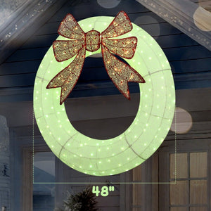 English Elm Lighted 48 Inch Holiday Wreath with 232 Leds Dual Modes Timer and Remote Control T3971P396433