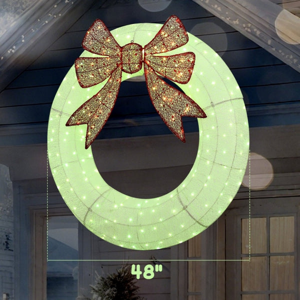 English Elm Lighted 48 Inch Holiday Wreath with 232 Leds Dual Modes Timer and Remote Control T3971P396433