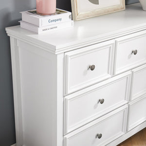 English Elm Modern 7 Drawers Dresser with Unique Feet, Smooth Glide Drawers and Metal Handles for Stylish Storage White W2275P149784