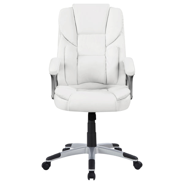 English Elm Kaffir White Leatherette Adjustable Office Chair with Ergonomic Support, Swivel, Casters, Modern Comfort B062P344897