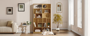 English Elm Modern Wood Grain Bookshelf Cat Habitat with Climbing Cubbies for Living Room Natural N752P395027N