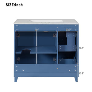 English Elm 36" Modern Bathroom Vanity with Ceramic Sink, Soft-Close Doors, Double-Layer Drawer & Storage Elegance Blue N729P289163C