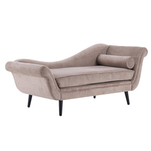 English Elm Chaise Lounge Upholstered Accent Piece Tailored Silhouette for Living Room or Bedroom Light Brown N776P396744B