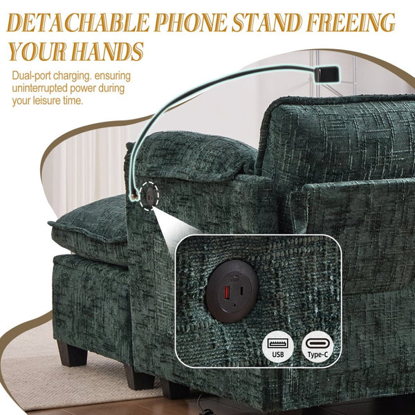 English Elm United Oversized 112" Sectional Sofa Cloud Couch - Modern Chenille L-Shaped With Storage Ottoman & Usb W1568S00191-GIGA