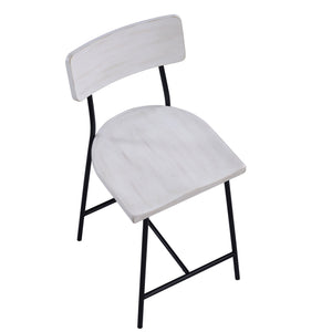 English Elm Badin Wood and Metal Modern Counter Stool with Saddle Seat, White Washed Wood, Black Frame, Durable Comfort - Adjustable Glides (Seat 24.25") B050P364430