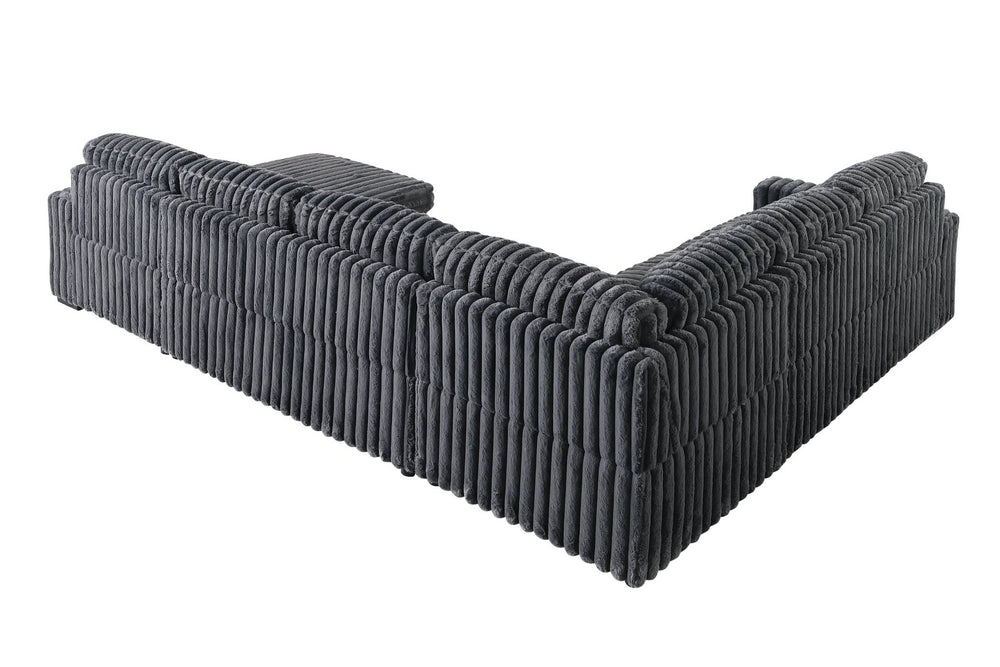 English Elm 102 Inch Linen Modular Sectional Sofa with Hidden Storage and Cloud Cushion Comfort Dark Gray W1099S00177