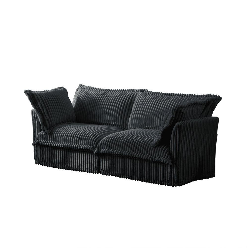 English Elm Modern Slipcovered 2-Seat Sofa Couch In Gray Corduroy – Stylish, Comfy, Easy-Care Design For Small Spaces W3041S00215