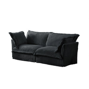 English Elm Modern Slipcovered 2-Seat Sofa Couch In Gray Corduroy – Stylish, Comfy, Easy-Care Design For Small Spaces W3041S00215