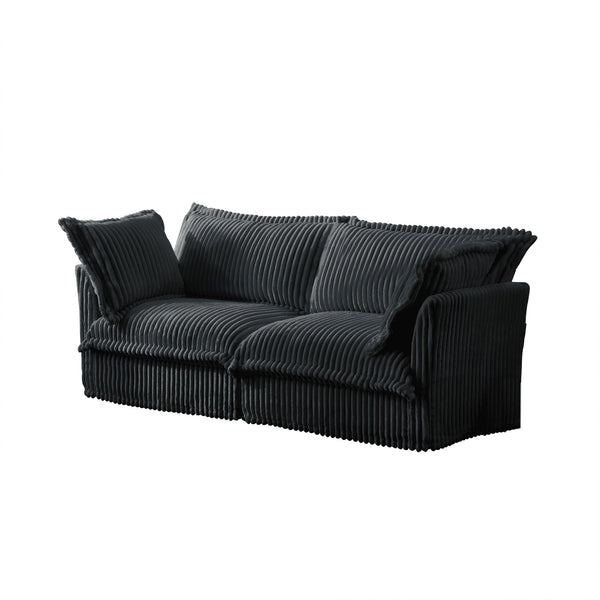 English Elm Modern Slipcovered 2-Seat Sofa Couch In Gray Corduroy – Stylish, Comfy, Easy-Care Design For Small Spaces W3041S00215