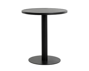 Sunpan Merano Bistro Table - Modern Round Design In Black Powder-coated Aluminium With Slatted Top Black Aluminum 111863